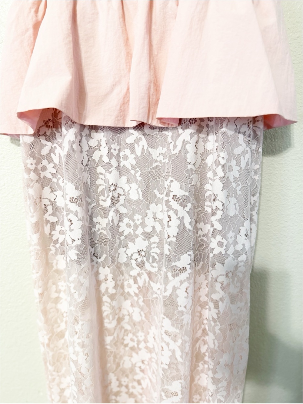 Amanda Uprichard Cherise Lace Skirt Peplum Maxi Dress in Mochi Pink Size Medium - Picture 10 of 12